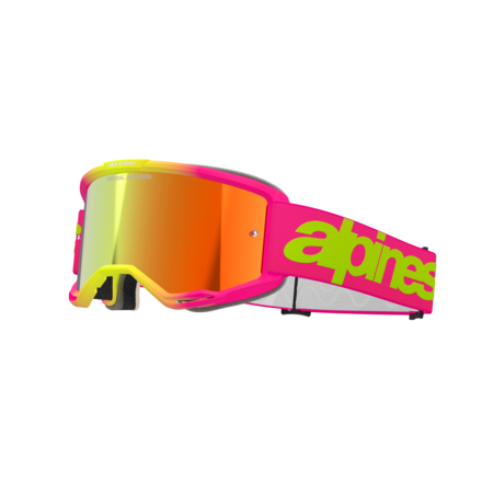 Alpinestars Vision 5 Wordmark Goggles (Red Mirror Lens) - Pink/Yellow