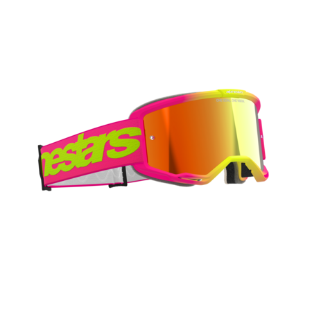 Alpinestars Vision 5 Wordmark Goggles (Red Mirror Lens) - Pink/Yellow