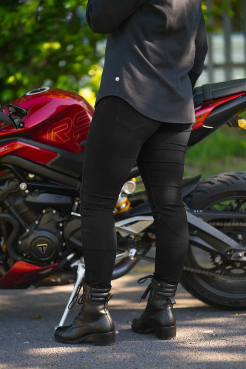 Oxford Ladies Super Jegging 3.0 Reinforced Stretch Denim Jeans - Black (Regular) — Motorcycle Gear (image 11 of 13)
