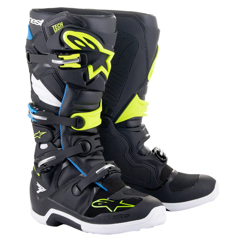 Alpinestars Tech 7 Boots Black/White/Blue/Yellow Flou