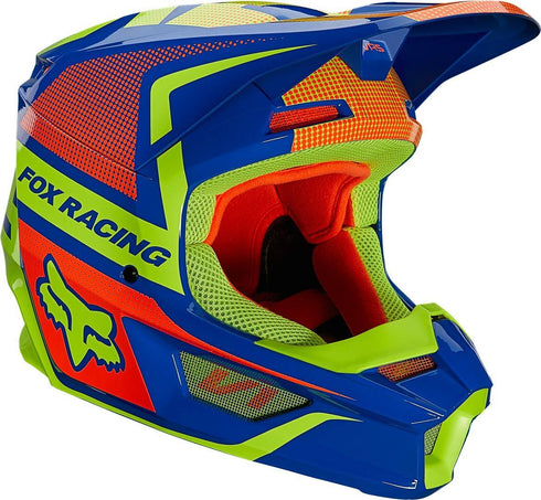 Fox Racing Youth V1 Oktiv ECE Helmet - Fluorescent Blue