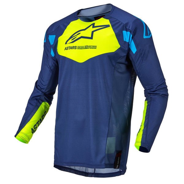 Alpinestars 2022 Youth Racer Factory Jersey Dark Blue/Fluo Yellow/Blue Neo