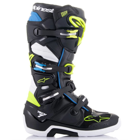 Alpinestars Tech 7 Boots Black/White/Blue/Yellow Flou