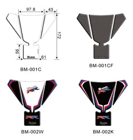 Keith BMW S1000RR Tank Pad - Clear/Red/Blue