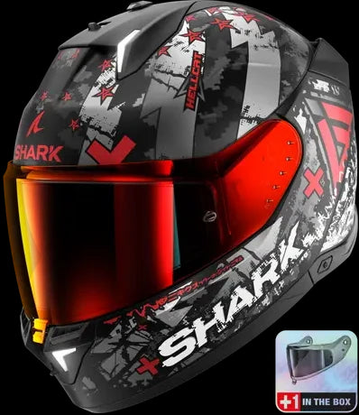 Shark Skwal i3 Hellcat Helmet - Matt KUR (Extra Red Visor Included)