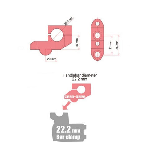ZETA STD BAR RISE KIT OFFSET H:26MM 22.2MM BAR