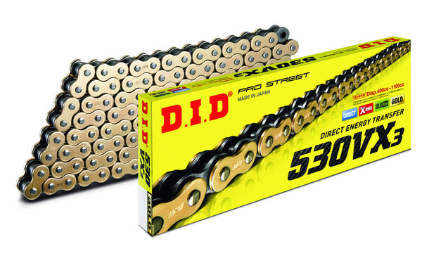 DID 530VX3 120 Link X-Ring Chain - Gold/Steel