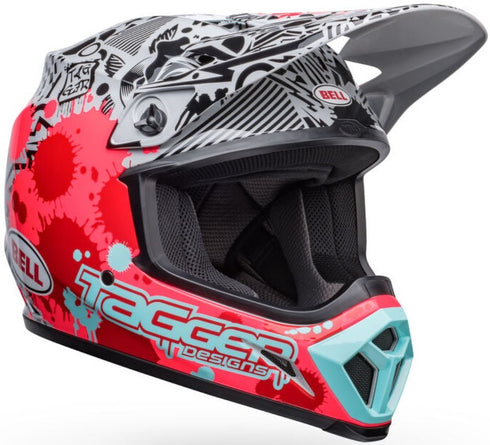 Bell MX-9 MIPS Tagger Splatter Helmet - Bright Red/Grey Gloss (ECE 22.06)