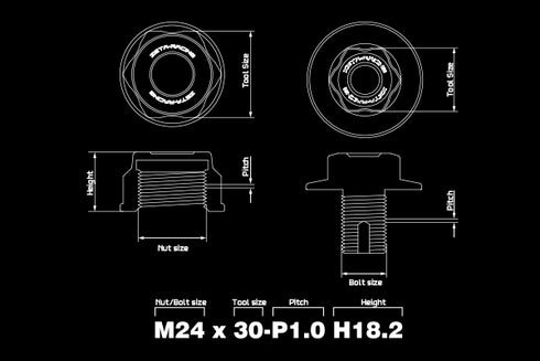 Zeta Street Steering Stem Nut M28X36-P1.0H:17.0 TI