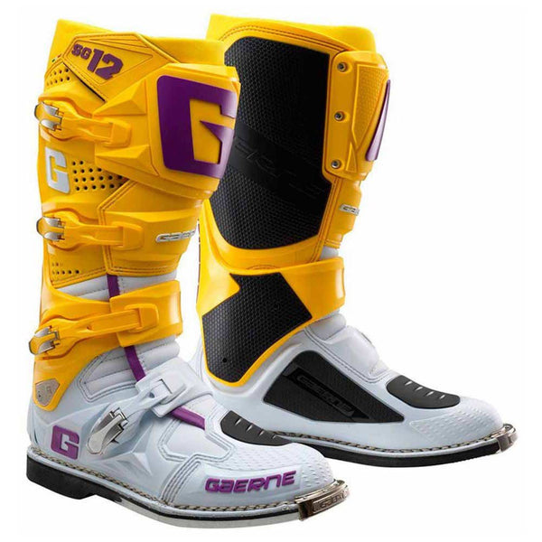 Gaerne SG-12 MX Boots - White/Gold/Purple