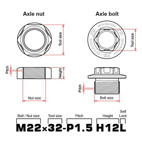 Zeta Axle Stop Bolt HBLU
