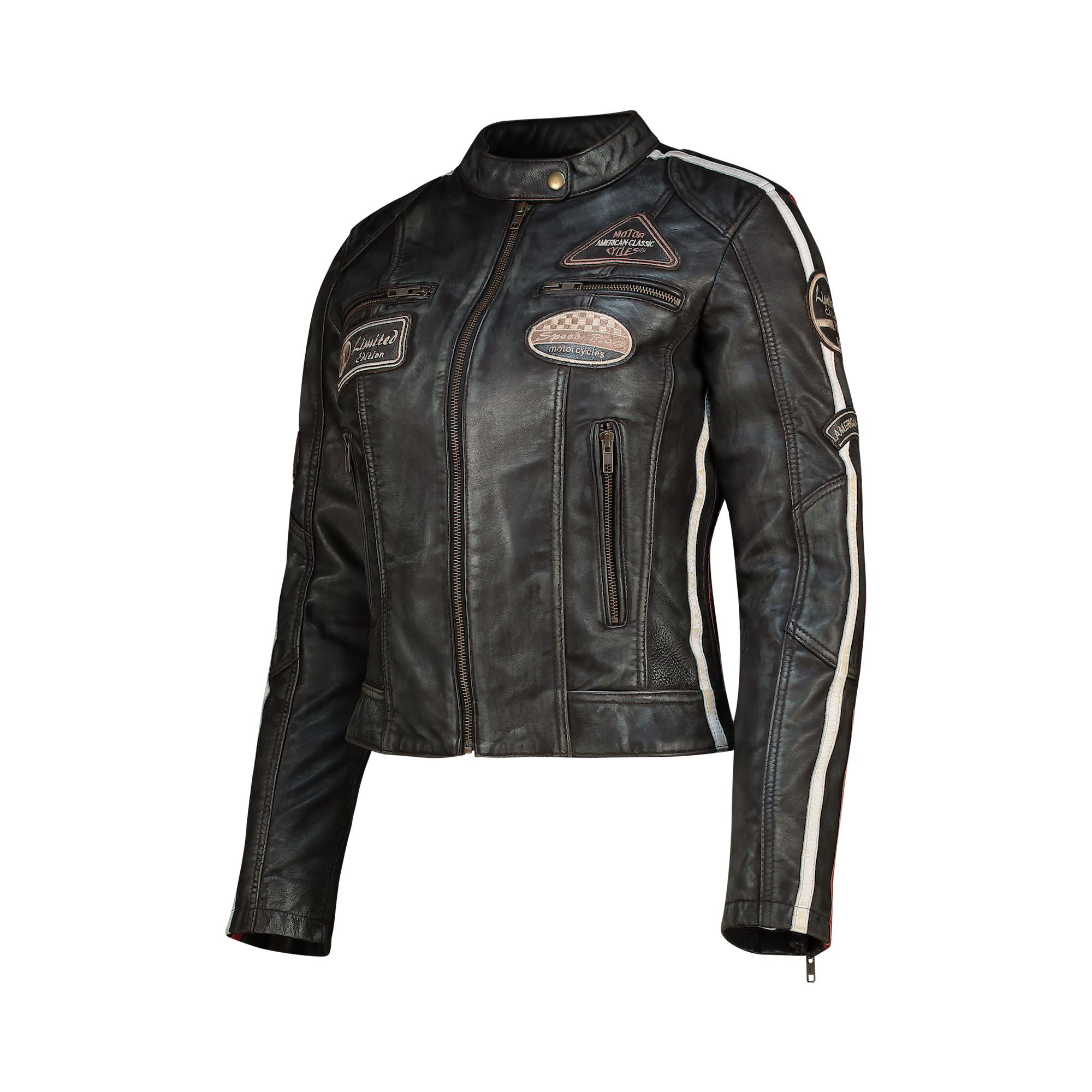 Nexo Ladies Cafe Racer Leather Jacket - Brown Wax – Bike Kings