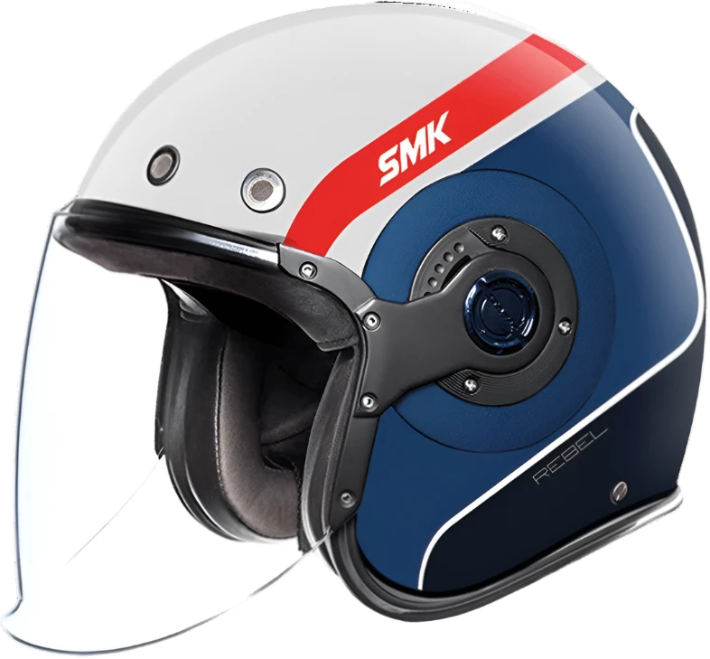 SMK Retro Jet Rebel Helmet - GL153 White/Blue/Red – Bike Kings
